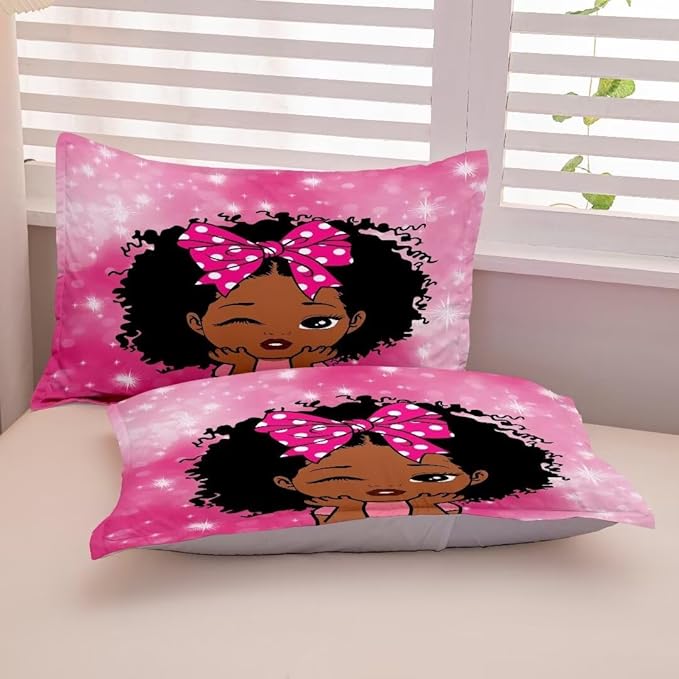 Black Girl Comforter Set Twin for Kids Teens,Black Girl Magic Bedding Set,African American Girl Inspirational Quotes Comforter Set,Black Princess Bed Bedroom Set - LeafyLoom
