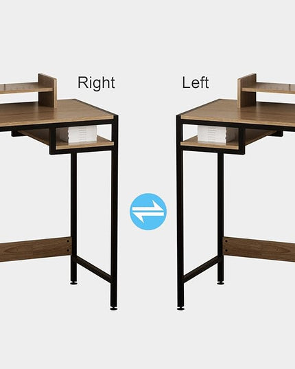 Computer Desk - 32 Inch Home Office Desk with Storage, Gaming Desk with Monitor Stand, Modern Simple Study Table, Adjustable Storage Space, Grey - LeafyLoom
