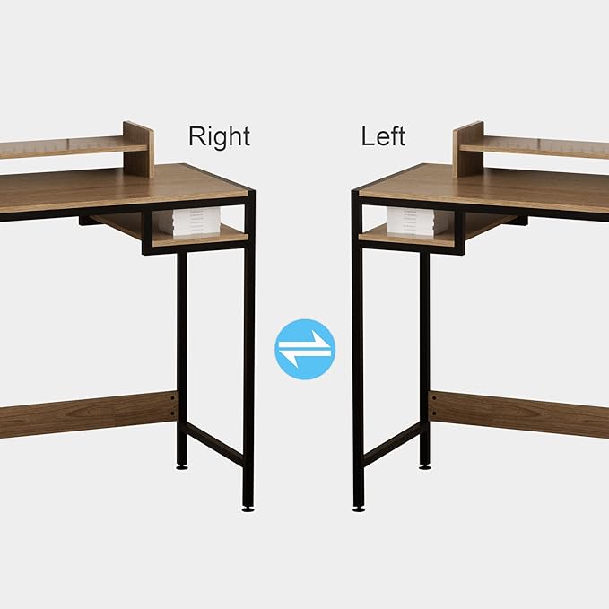 Computer Desk - 32 Inch Home Office Desk with Storage, Gaming Desk with Monitor Stand, Modern Simple Study Table, Adjustable Storage Space, Grey - LeafyLoom