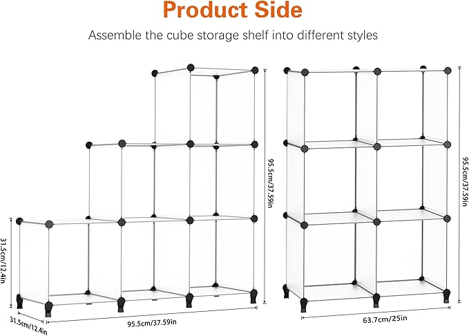 HOMIDEC 6-Cube Storage Organizer, Closet Organizer Storage shelf Bookcase Bookshelf with Metal Hammer, Storage Cubes Organizer Cabinet for Kids, Closet, Bedroom, Bathroom, (11.8x11.8x11.8 inch) - LeafyLoom