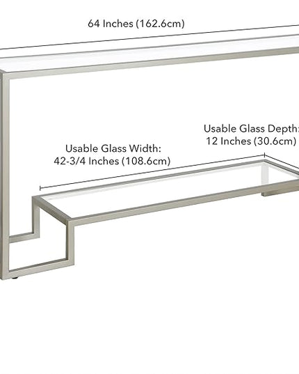 Henn&Hart 64" Wide Rectangular Console Table in Satin Nickel, Entryway Table, Accent Table for Living Room, Hallway - LeafyLoom
