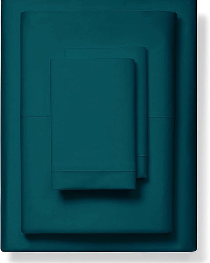 THREAD SPREAD 100% Egyptian Cotton Sheets Full Size - 600 Thread Count Sheets 4 PC 16" Deep Pocket Full Size Sheets Set, High Thread Count Soft Cooling Sateen Weave Hotel Luxury Sheets Set - Teal - LeafyLoom