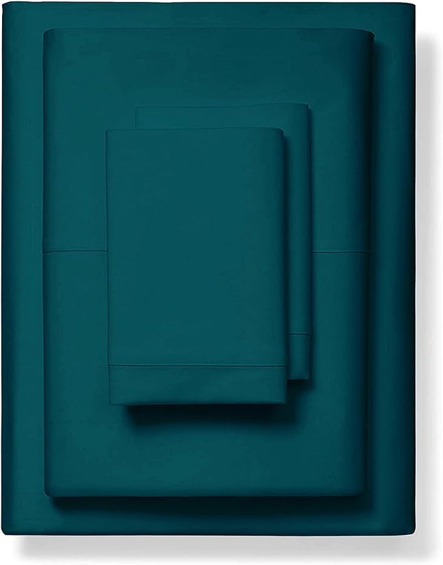 THREAD SPREAD 100% Egyptian Cotton Sheets Full Size - 600 Thread Count Sheets 4 PC 16" Deep Pocket Full Size Sheets Set, High Thread Count Soft Cooling Sateen Weave Hotel Luxury Sheets Set - Teal - LeafyLoom