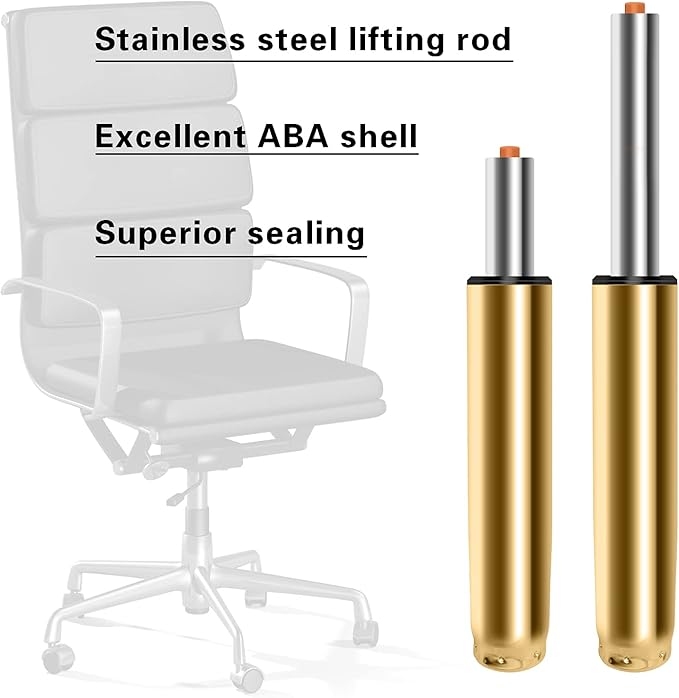 Adjustable Height Gas Lift Cylinder for Office Chairs, Universal Size, Heavy Duty, Gold - LeafyLoom