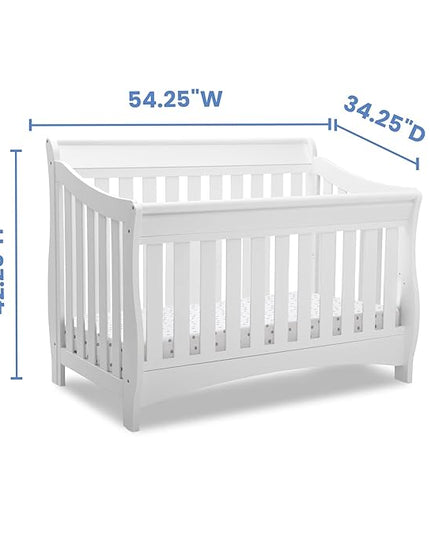 Delta Children Bentley S Series 4-in-1 Crib, White + Serta Perfect Slumber Dual Sided Recycled Fiber Core Crib and Toddler Mattress (Bundle) - LeafyLoom