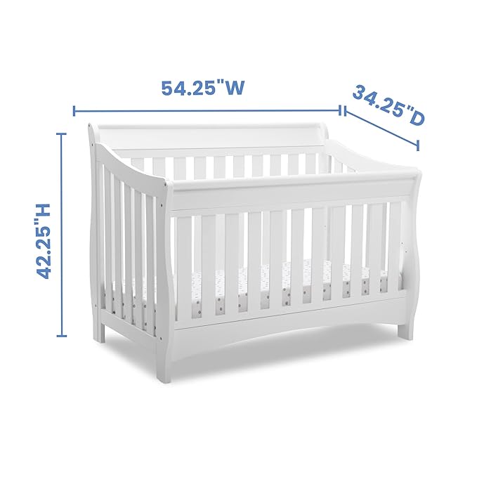 Delta Children Bentley S Series 4-in-1 Crib, White + Serta Perfect Slumber Dual Sided Recycled Fiber Core Crib and Toddler Mattress (Bundle) - LeafyLoom
