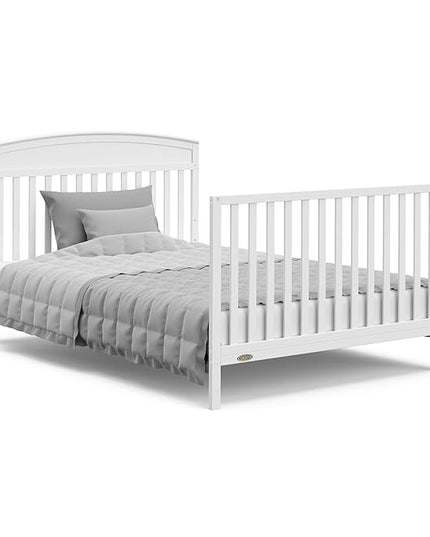 Graco Benton 5-in-1 Convertible Crib with Drawer (White) - Converts from Baby Crib to Toddler Bed, Daybed and Full-Size Bed, Fits Standard Full-Size Crib Mattress, Adjustable Mattress Support Base - LeafyLoom