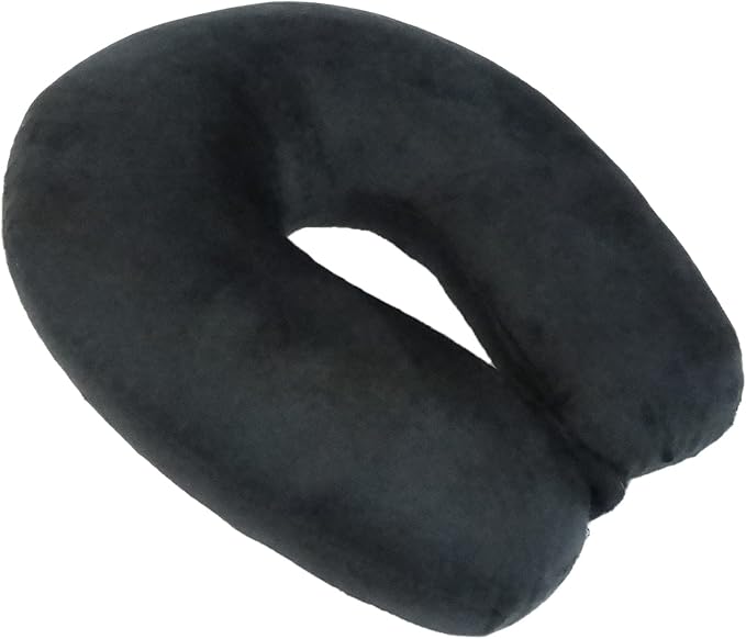 Adult Cozy Soft Microfiber Neck Pillow, Compact, Perfect for Plane or Car Travel, Black - LeafyLoom