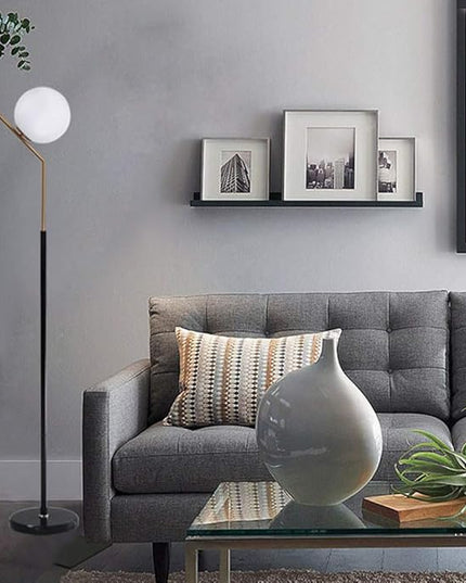 Hsyile Lighting KU300207 Modern Creative White Glass Ball Floor Lamp for Living Room,Bedroom,Office,Hotel,1 Light - LeafyLoom