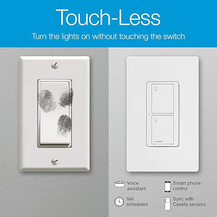 Lutron Caseta Orginal Smart Switch Kit, 2 Smart Light Switches, Pico Remote, Wall Plate Adaptor, & Smart Hub, Works with Alexa, Apple Home, Google Home, 3 Way, 5 Amp, Neutral Required, P-BDG-PKG2WS-WH Lutron
