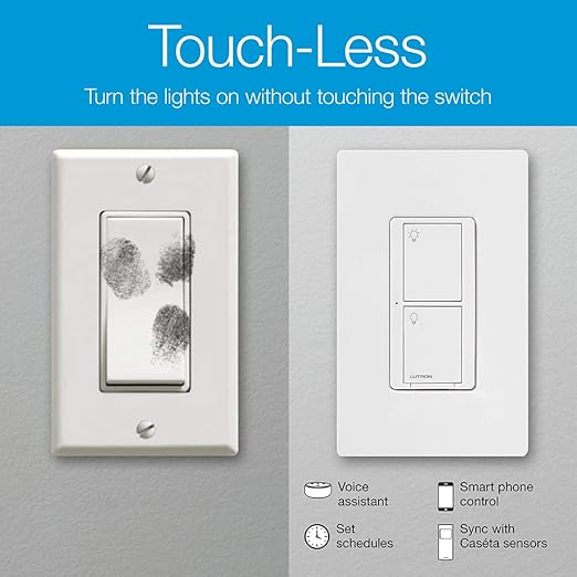 Lutron Caseta Orginal Smart Switch Kit, 2 Smart Light Switches, Pico Remote, Wall Plate Adaptor, & Smart Hub, Works with Alexa, Apple Home, Google Home, 3 Way, 5 Amp, Neutral Required, P-BDG-PKG2WS-WH Lutron