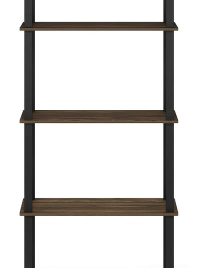 Furinno Turn-N-Tube 5-Tier Multipurpose Shelf / Display Rack / Storage Shelf / Bookshelf, Square Tubes, Columbia Walnut/Black - LeafyLoom