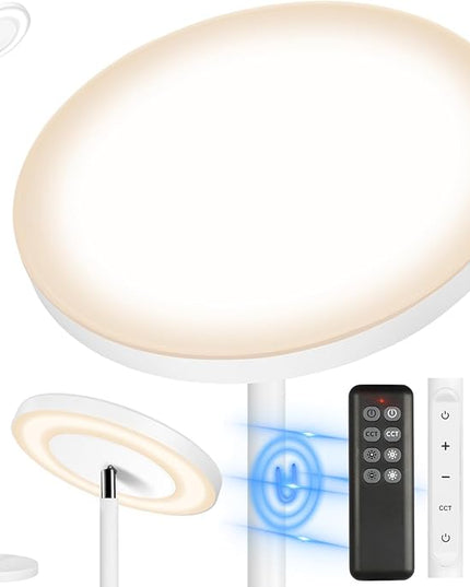 OUTON LED Torchiere Floor Lamp, Super Bright Dimmable Tall Standing Lamp with Remote Touch Control, 4 Color Temperatures, 1-Hour Timer for Living Room, Bedroom, Office (Matte White) - LeafyLoom