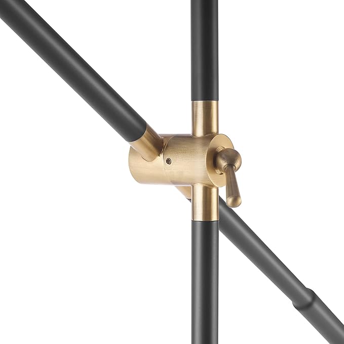 Globe Electric 65911 60" Floor Lamp, Matte Black, Brass Pivot, Matte Black Shade, in-Line On/Off Foot Switch - LeafyLoom