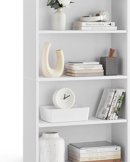 VASAGLE Bookshelf, 23.6 Inches Wide, 4-Tier Open Bookcase with Adjustable Storage Shelves, Floor Standing Unit, Cloud White ULBC164T14 - LeafyLoom