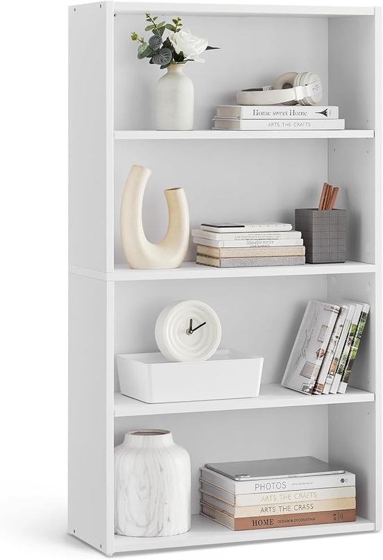 VASAGLE Bookshelf, 23.6 Inches Wide, 4-Tier Open Bookcase with Adjustable Storage Shelves, Floor Standing Unit, Cloud White ULBC164T14 - LeafyLoom