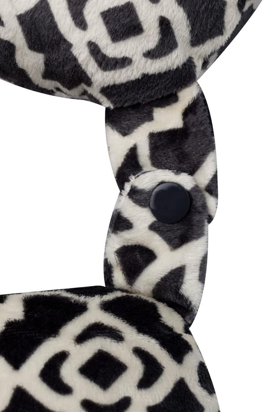 Adult Cozy Soft Microfiber Neck Pillow, Compact, Perfect for Plane or Car Travel, Charcoal Trellis - LeafyLoom