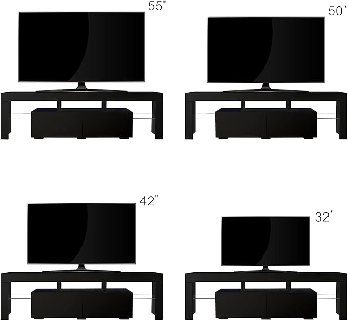 NicBex TV Stand for 70 Inch TV LED Gaming Entertainment Center Media Storage Console Table with Remote Control Lights for Living Room,Bedroom,63 Inch,Black - LeafyLoom
