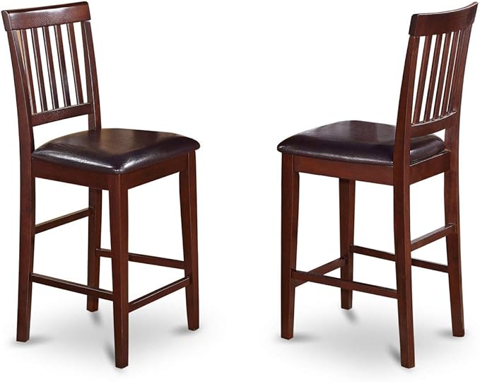 East West Furniture VERN3-MAH-LC Vernon 3 Piece Kitchen Counter Height Dining Set Contains a Square Pub Table and 2 Faux Leather Upholstered Chairs, 36x36 Inch - LeafyLoom