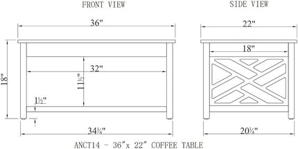 Alaterre Furniture Coventry 36" Coffee Two End Tables with Tray, Set of 3, White - LeafyLoom