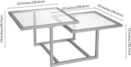 Henn&Hart 43" Wide Square Coffee Table in Nickel, Modern coffee tables for living room, studio apartment essentials - LeafyLoom