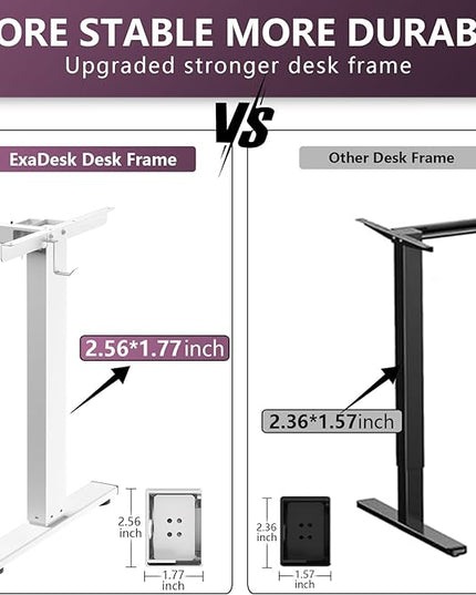 48 * 24 Inches Electric Standing Desk, Adjustable Height Sit Stand Up Desk with 3 Memory Presets, Motorized Home Office Computer Gaming Workstation Desk, White - LeafyLoom