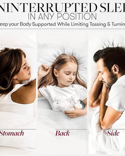 Beckham Hotel Collection Bed Pillows Standard / Queen Size Set of 2 - Down Alternative Bedding Gel Cooling Pillow for Back, Stomach or Side Sleepers - LeafyLoom
