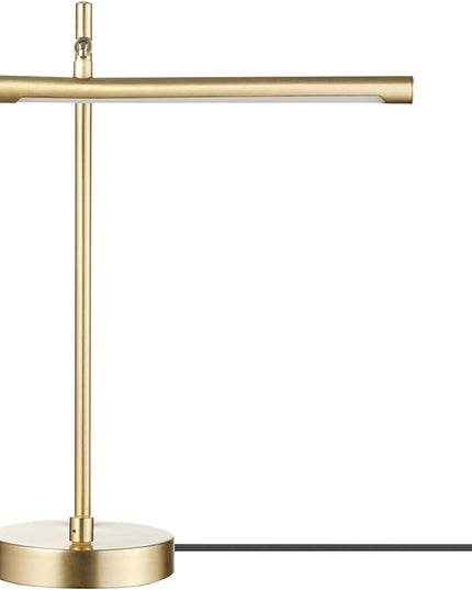 Globe Electric 52889 West 15" LED Integrated Desk Lamp, Matte Brass, 200 Lumens, Dimmer Rotary Switch - LeafyLoom