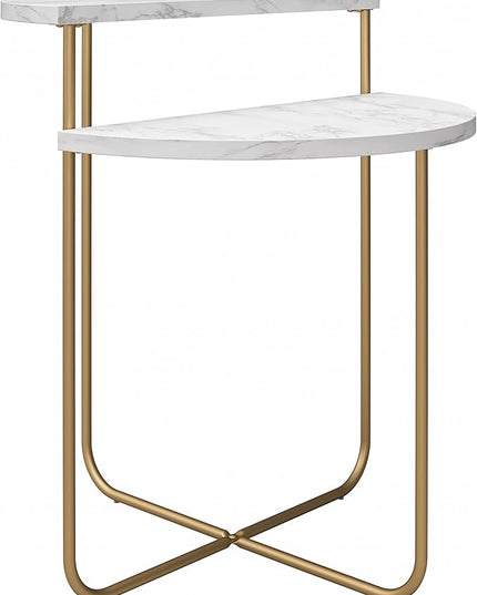 Novogratz Athena End Table, White Marble - LeafyLoom