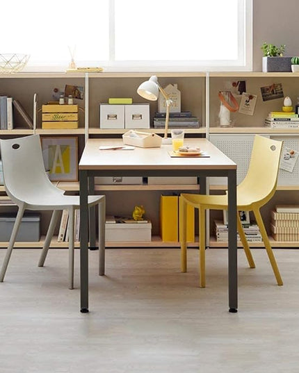 DlandHome 39 inches Small Computer Desk for Home Office Activity Table Writing Table for Small Spaces Study Table Student Laptop Desk Teak and Black DND-AC3BB-100 - LeafyLoom