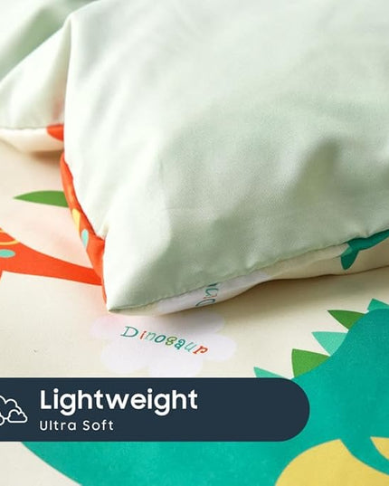 Wake In Cloud - Dinosaur Bedding Set for Boys, Cute Colorful Dinosaur Comforter Set with Sheets, 5 Pieces Kids Bed in a Bag, Cream Green, Twin Size - LeafyLoom