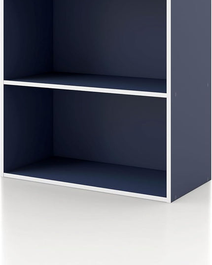 Apexa 2-Tier Cube Storage Organizer Shelves, Stackable Wood Bookcase Fits Cubby Bins for Organization, Dorm Teen Room Decor & Home Office, Steel Blue - LeafyLoom