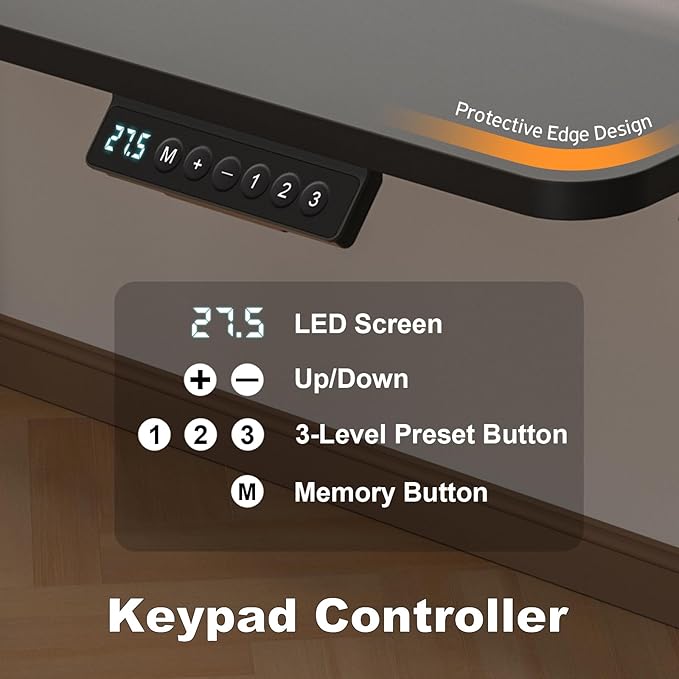 60 * 24 Inches Electric Standing Desk, Adjustable Height Sit Stand Up Desk with 3 Memory Presets, Motorized Home Office Computer Gaming Workstation Desk, Classical Black - LeafyLoom