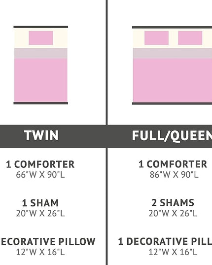 Mi Zone Rosalie Comforter Set for Girls, Ultra-Soft Microlight Plush Metallic Printed Hearts Brushed Reverse Overfilled Down Alternative Hypoallergenic All Season, , Full/Queen, Pink/Silver, 4 Piece - LeafyLoom