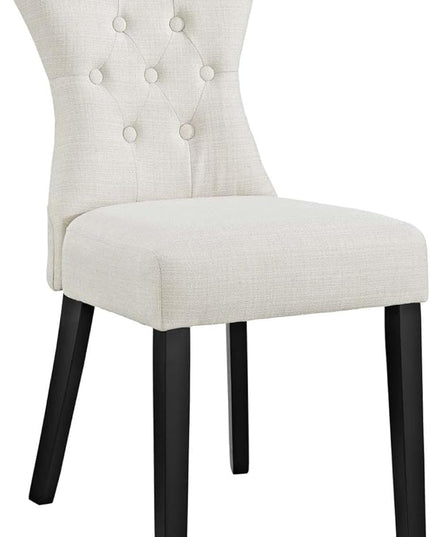 Modway Silhouette Modern Tufted Upholstered Fabric Parsons Four Dining Chairs in Beige - LeafyLoom