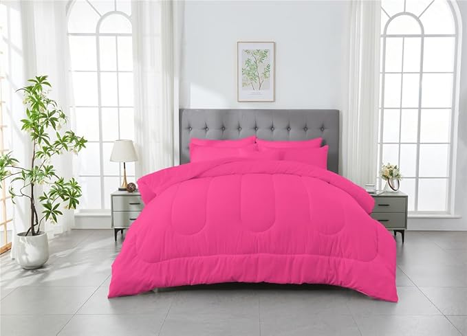 3 Piece Solid Color All Season Bedding Comforter Set Microfiber Soft Lightweight Bedding Set for Kids Teens Adults Room Decor with 1 Comforter and 2 Pillowcases King - LeafyLoom