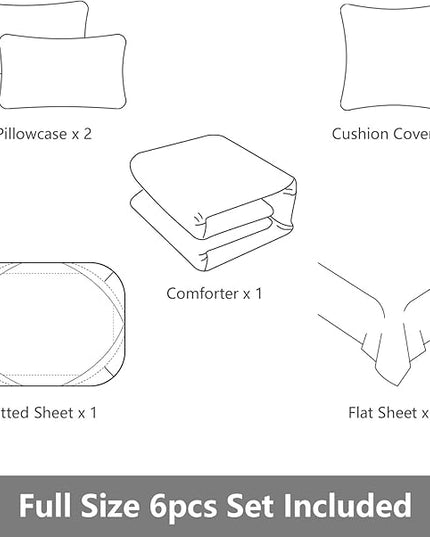 Kids Gaming Bedding Sets, 6 Piece Gamer Comforter Sets for Teens Boys Full Size for Bedroom Comforter Set Adult 3D Gamepad Microfiber Bedding Sets Fits All Season Full Size Comforter Sets - LeafyLoom
