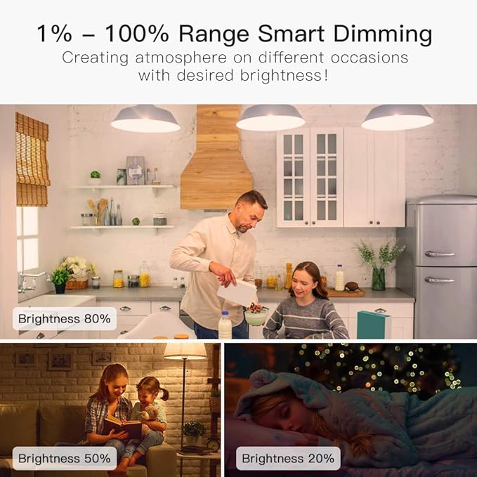 TREATLIFE Smart Light Bulbs, WiFi LED Light Bulb, Dimmable Smart Bulb Works with Alexa, Google Home, SmartThings, Warm White& Cool White(2700K-6500K), 2.4Ghz, 800LM, E26, A19, 9W, No Hub Required TREATLIFE