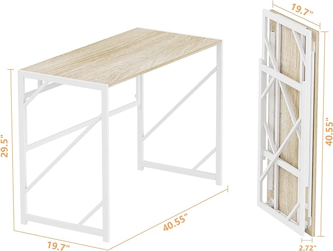 Elephance Folding Desk Writing Computer Desk for Home Office, No-Assembly Study Office Desk Foldable Table for Small Spaces - LeafyLoom