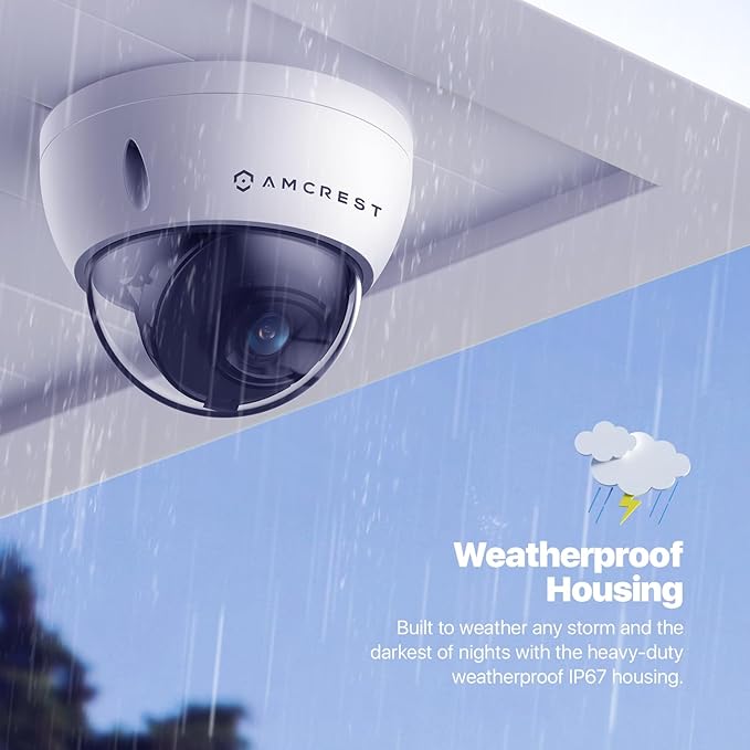 Amcrest 5MP POE Camera, Outdoor Vandal Dome Security POE IP Camera, 5-Megapixel, 98ft NightVision, 2.8mm Lens, IP67, IK10 Resistance, MicroSD 256GB (Sold Separately), Cloud, NVR (IP5M-D1188EW-AI-V3) Amcrest