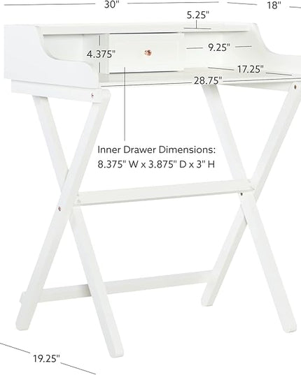 Linon Home Décor Mable White Folding Desk - LeafyLoom