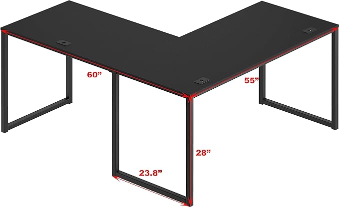 SHW Artwork L-Shaped Desk, 24" Deep - Black - LeafyLoom