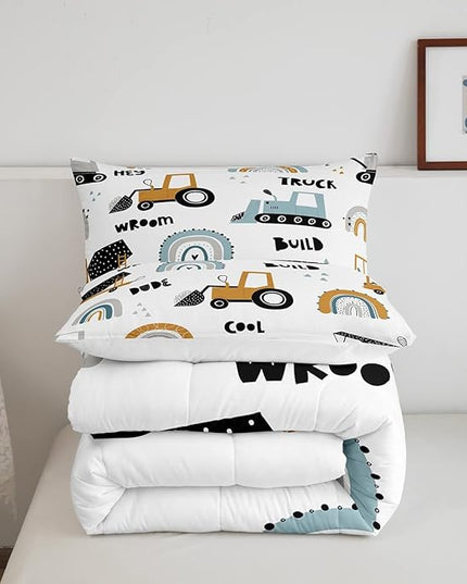Feelyou Truck Excavator Comforter for Kids Boys Girls Cartoon Cars Bedding Set Tractor Engineering Vehicle Comforter Set Construction Bedroom Decor Quilt Set with 1 Pillowcase 2Pcs Bedding Twin - LeafyLoom