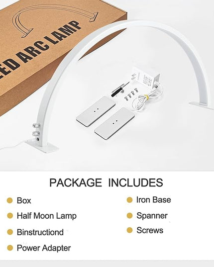 Half Moon Lamp for Naiil Desk 3000-6000k 50w LED Lash Lamp for Lash Extension Led Light for Nails tech, Stepless Dimming 3 Color Led Light for Nails Tech - LeafyLoom