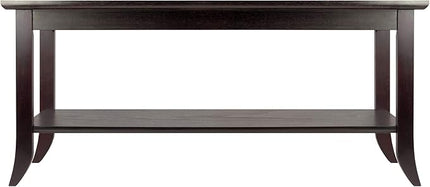 Winsome Genoa Rectangular Coffee Table with Glass Top And Shelf, Espresso - LeafyLoom
