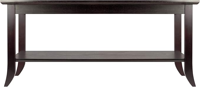Winsome Genoa Rectangular Coffee Table with Glass Top And Shelf, Espresso - LeafyLoom