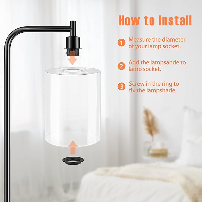 Qimh HD Glass Lamp Shade for Floor Lamp Table Lamp - LeafyLoom