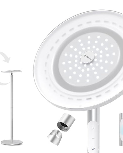 TROND Floor Lamp, Bright Sunlight Lamp, LED Torchiere Standing Light Dimmable, Modular 71-inch Tall Aluminum Pole with Adjustable Height, 5500K Natural Daylight, 30 Mins Timer for Living Room Bedroom - LeafyLoom