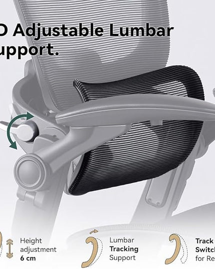 HINOMI H1 Classic V3 Ergonomic Office Chair with Lumbar Support - Comfy Computer Chair with Mesh, Home Office Desk Chair with Adjustable Arms, Comfortable Office Chair Back Support (without Headrest) - LeafyLoom