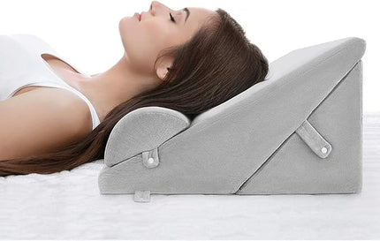 OasisSpace Bed Wedge Pillow, Post Surgery Memory Foam for Back, Leg and Knee Pain Relief, Sitting Pillow for Reading, Adjustable Pillows with Washable Cover for Acid Reflux and GERD for Sleeping - LeafyLoom